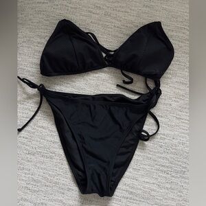 Two piece black bathing suit